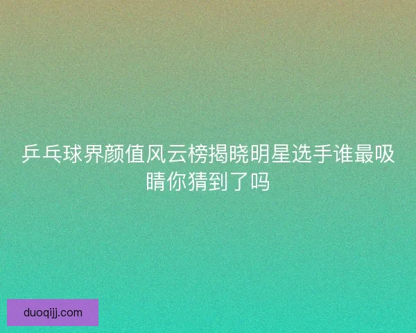 乒乓球界颜值风云榜揭晓明星选手谁最吸睛你猜到了吗